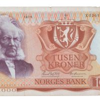 1975 1000 kroner X0261779, Erstatningsseddel, 1-/2