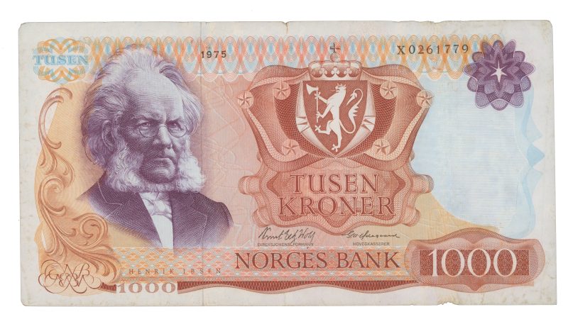 1975 1000 kroner X0261779, Erstatningsseddel, 1-/2