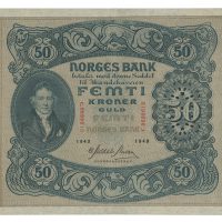 1943 50 kroner C.8698610, 2. utgave, liten brettrift, 1/1-