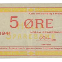 1941 5 øre, Holla sparebank, Kredittmerke, 1