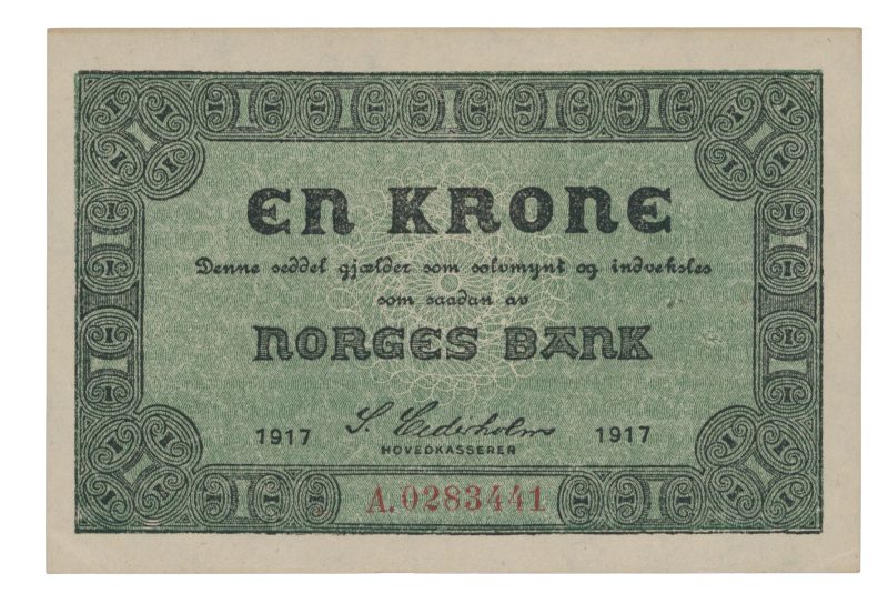 1917 1 krone A.0283441, type I, 1+/01