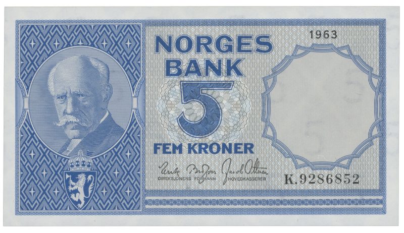 1963 5 kroner K.9286852, 4. utg., 01