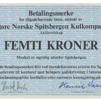 1976 Store Norske Spitsbergen Kullkompani 50 kroner, serie Rr, Nr. 01667, flekk høyre side, 01