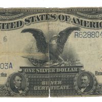 1899 USA 1 Silver Dollar R26880403A, stor bretterift, 1-/2