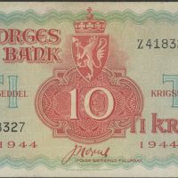 1944 10 kroner Z418327, Londonseddel, kantrift, 1+
