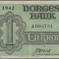 1942 1 krone A003781, Londonseddel, 1-