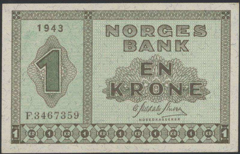 1943 1 krone F.3467359, 01