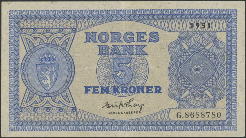 1951 5 kroner G.8688780, 1
