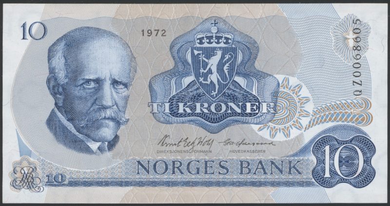 1972 10 kroner QZ0068605, erstatningseddel, 0/01