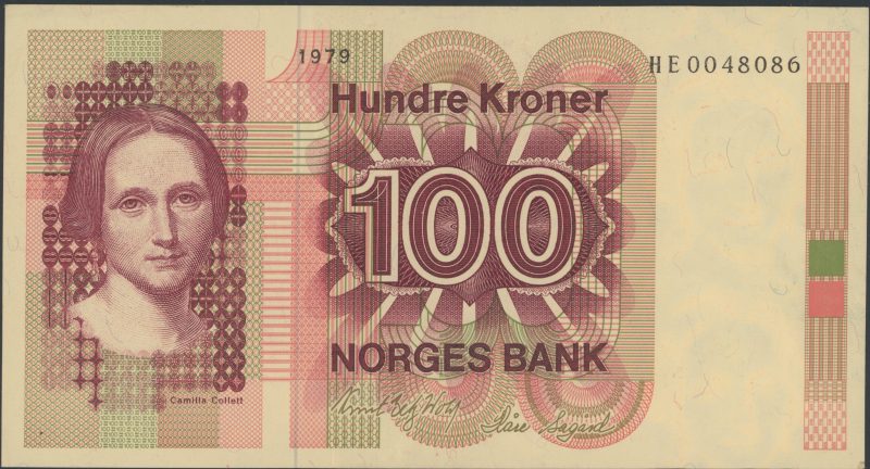 1979 100 kroner HE0048086, erstatningseddel, 1+