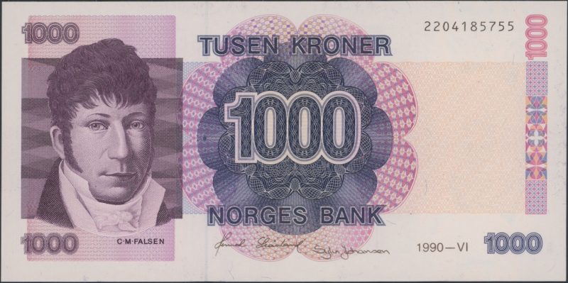 1990 1000 kroner 2204185755, 6. utg., 0/01