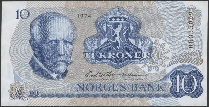1974 10 kroner QH0330391, Erstatningseddel, 0/01