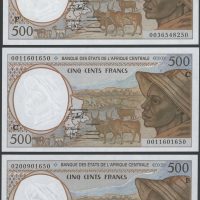 1993-2002 Central African States 3x 500 francs, 0