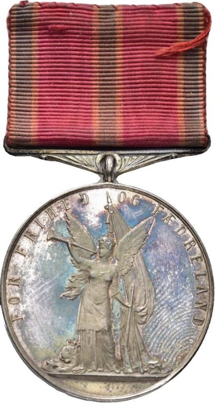 For frihet og fædreland, m/hempe, Throndsen, 31 mm, sølv, fingermerke, 0/01