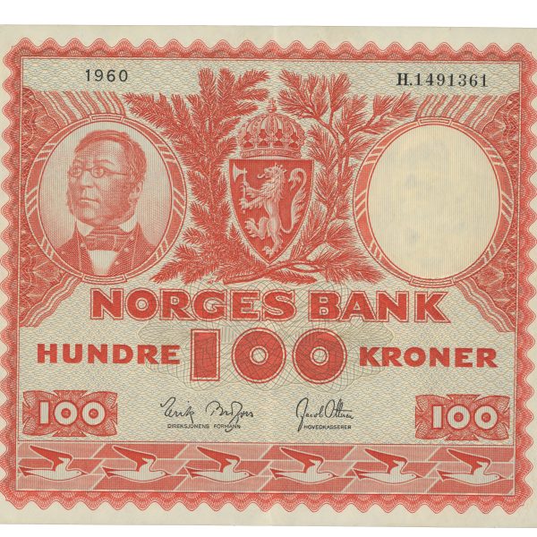 1960 100 kroner H.1491361, 4. utgave, 1