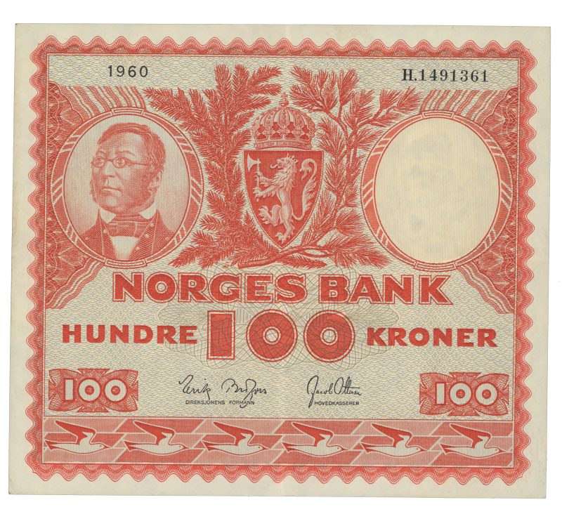 1960 100 kroner H.1491361, 4. utgave, 1