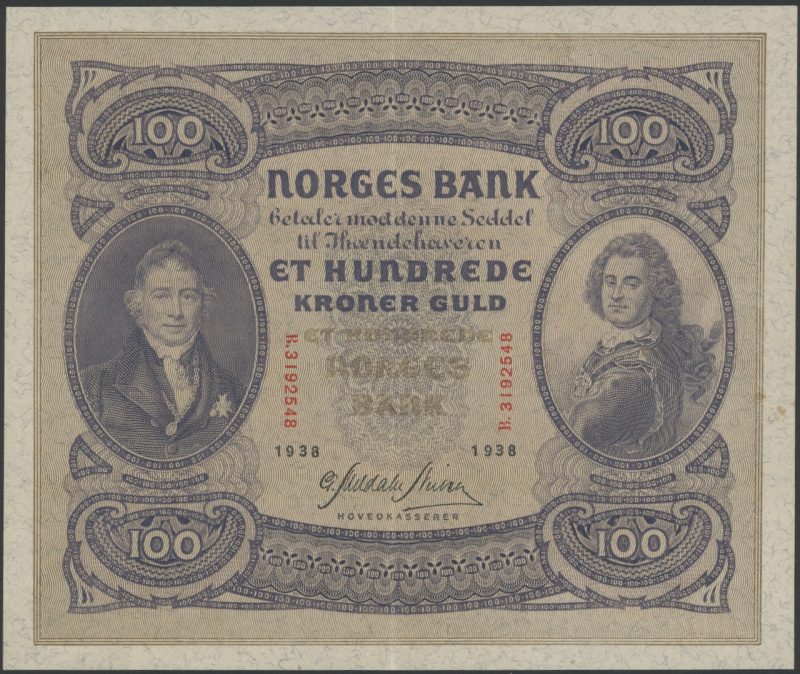 1938 100 kroner B.3192548, 1+