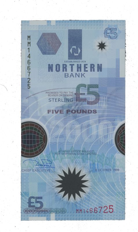 1999 Nord Irland 5 Pounds, polymer banknote, 0