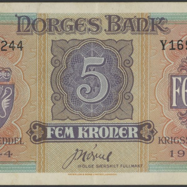 1944 5 kroner Y169244, Londonseddel, 1