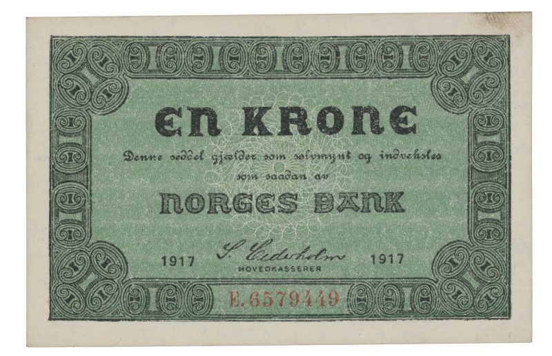 1917 1 kroner E.6579449, fingermerke, 1+/01