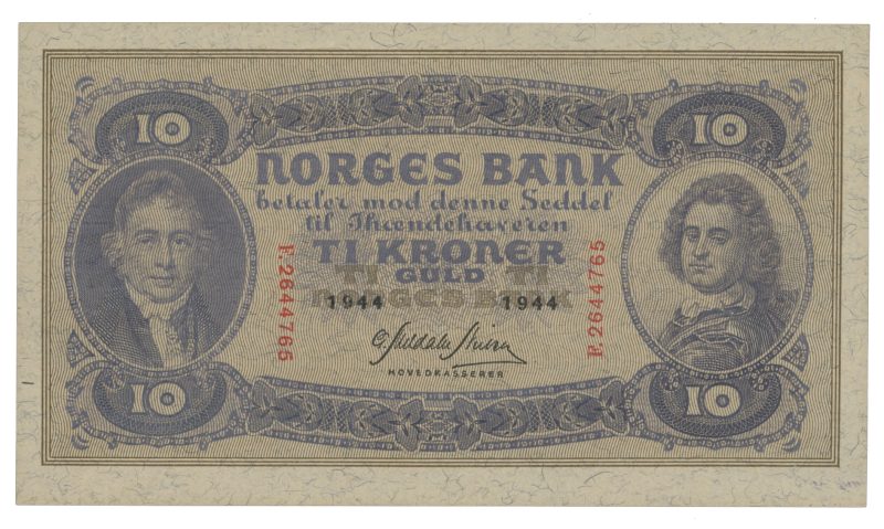 1944 10 kroner F.2644765, 2. utgave, 01