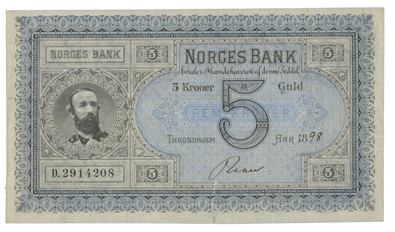 1898 5 kroner D.2914208, sign. Rian, rift, 1