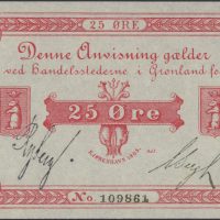 1905 Grønland 25 øre, signert Ryberg/Bergh, 0/01