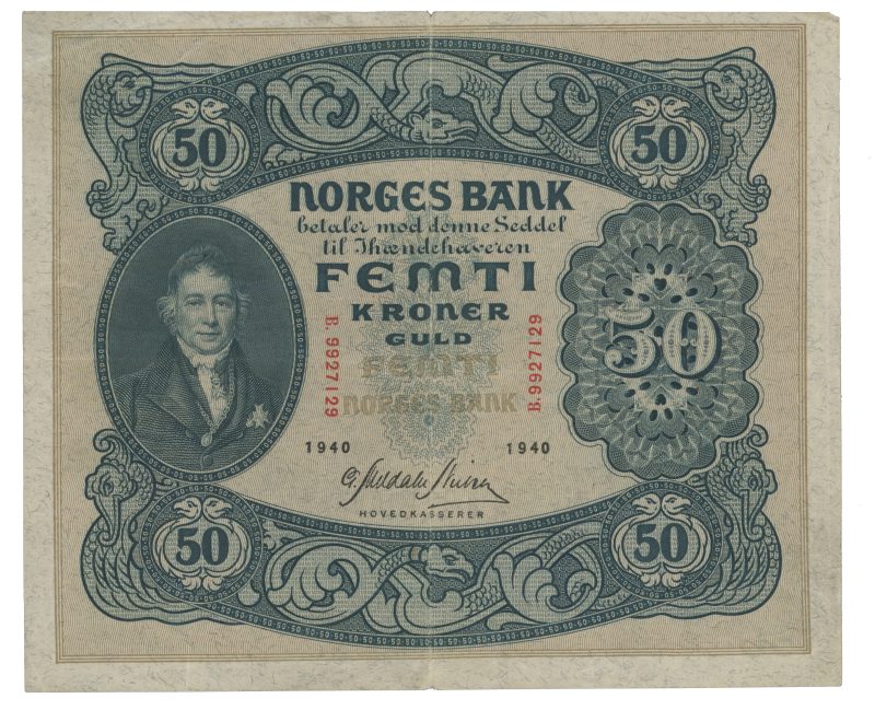 1940 50 kroner B.9927129, 2. utgave, 1-