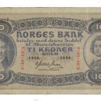 1936 10 kroner U.8514918, 2. utgave, 1-
