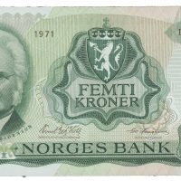 1971 50 kroner D1632827, flekk rev, 01