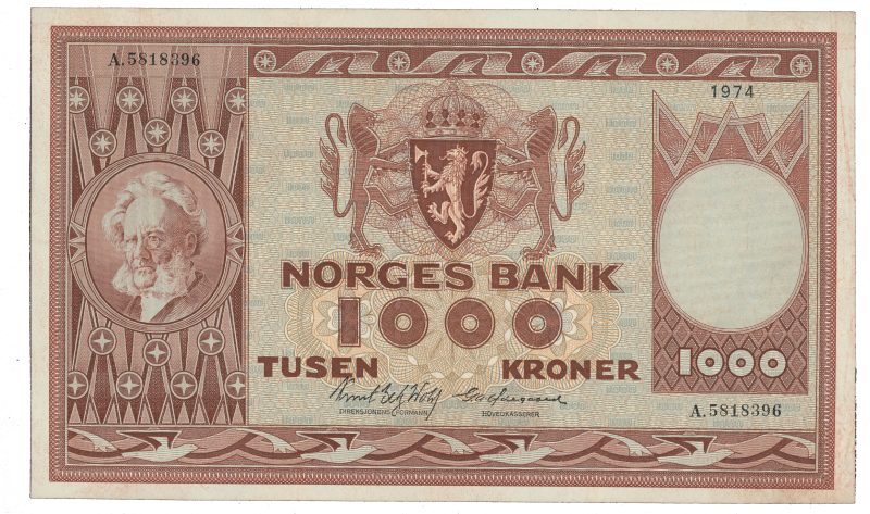 1974 1000 kroner A.5818396, 4. utgave, 1+