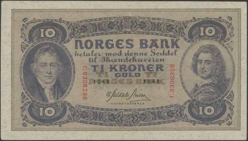 1943 10 kroner C.8306396, 2. utg., 01