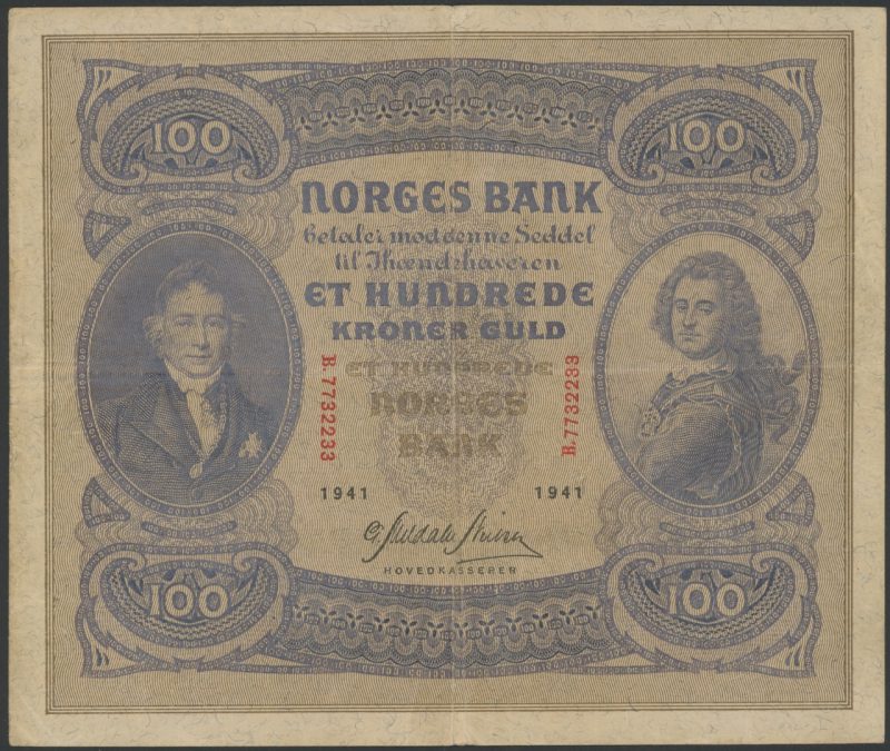 1941 100 kroner B.7732233, 2. utg., 1/1-