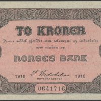 1918 2 kroner 0641716, skillemyntseddel type I, 01