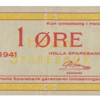 1941 1 øre, Holla sparebank, kredittmerke, 1