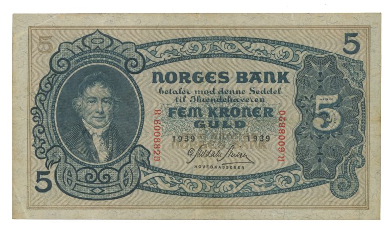 1939 5 kroner R.6008820, 1/1+