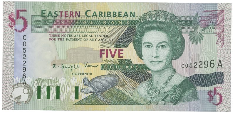 1994 Eastern Caribbean 5 dollars, Antigua and Barbuda, 0/01