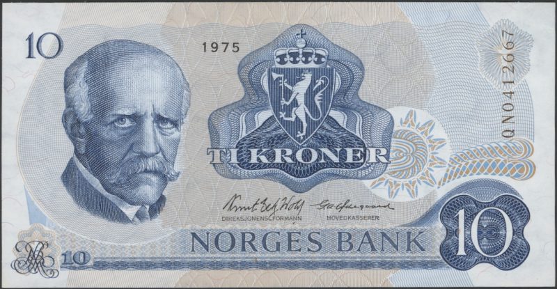 1975 10 kroner QN0412667, erstatningsseddel, 0/01