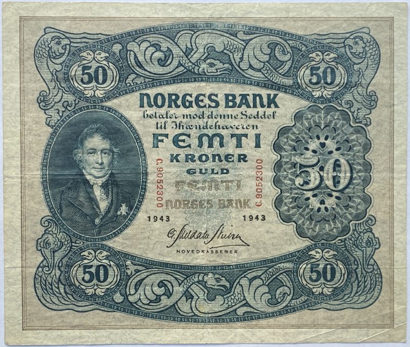 1943 50 kroner C.8397528, 2. utg., 1-