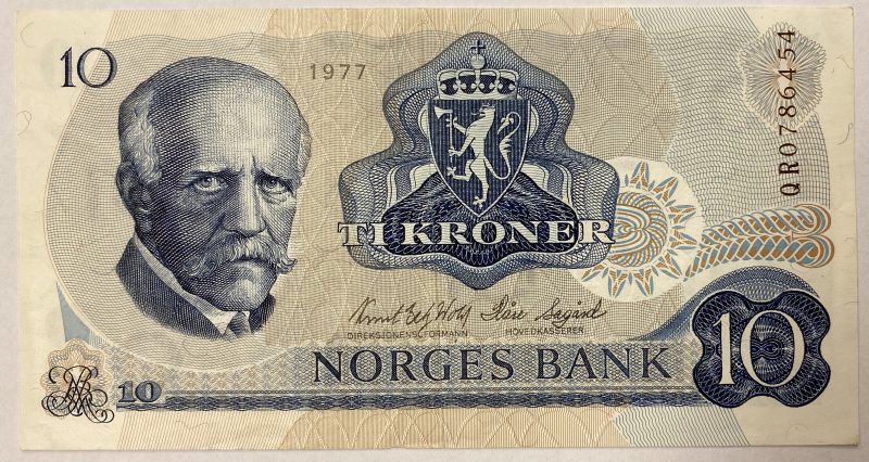 1977  10 kroner QR, erstatning, 1+