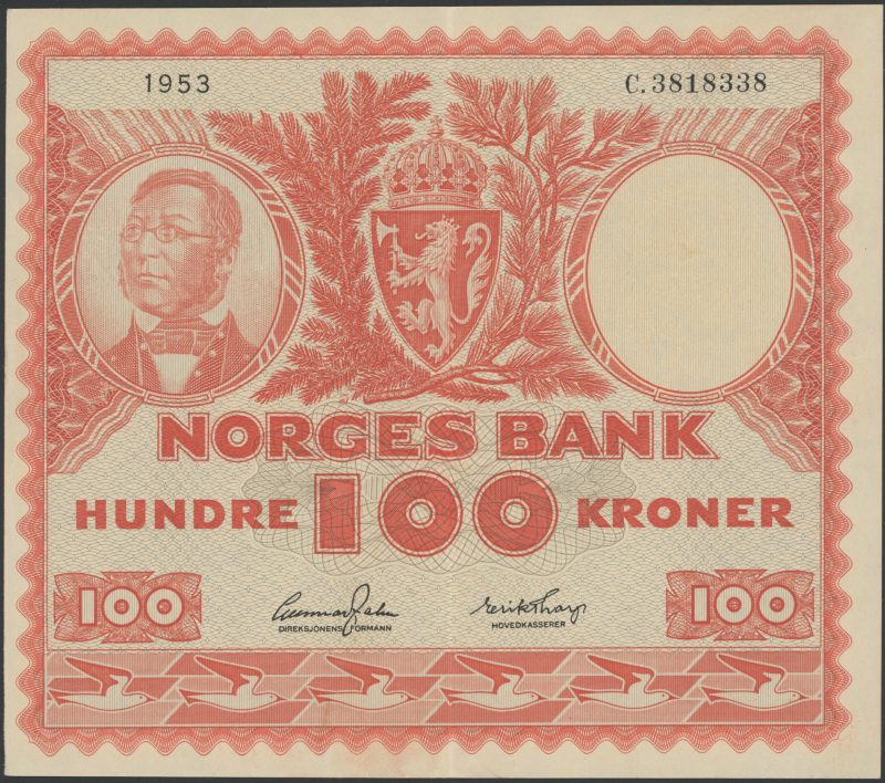 1953 100 kroner C.3818338, 1+