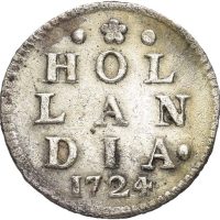 1724 Nederland 2 stuiver, ex. Rundefunnet, liten ripe, 1+