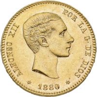 1880 Spania 25 pesetas Alfonso XII, 01