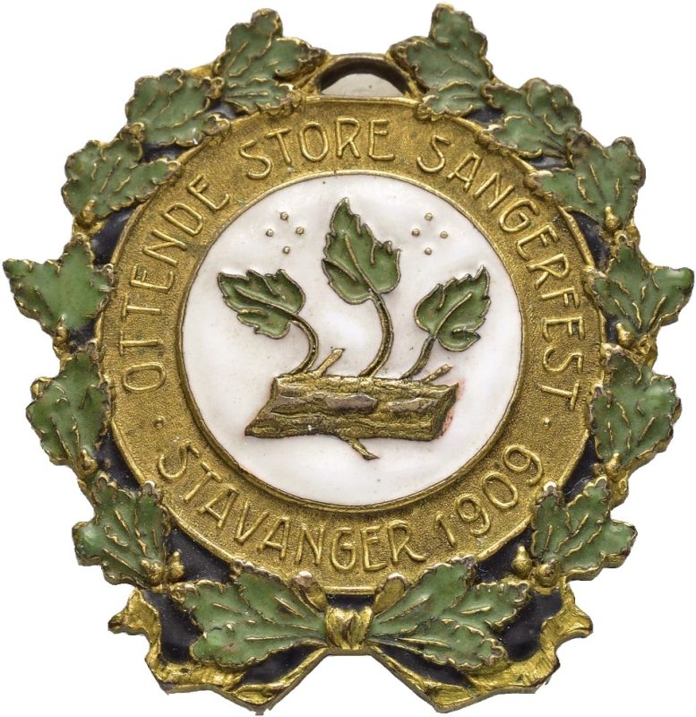 1909 8. store sangerfest i Stavanger, forgylt bronse m. emalje, 01
