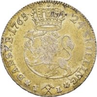 1765 24 skilling Frederik V, forgylt, 1+