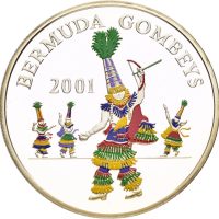 2001 Bermuda 5 dollars Elizabeth II, Gombay Dancers, 28,28 g .925  sølv, oppl. 3500 stk., proof