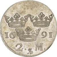 1691 Sverige 2 mark Karl XI, 1+/01