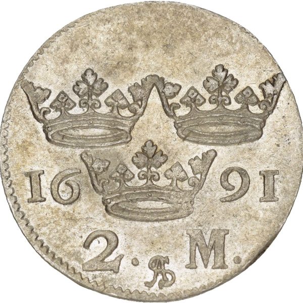 1691 Sverige 2 mark Karl XI, 1+/01