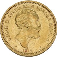 1874  Sverige 10 kronor Oskar II, 1+