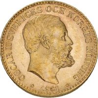 1901 Sverige 10 kronor Oskar II, kontaktmerker, 0/01